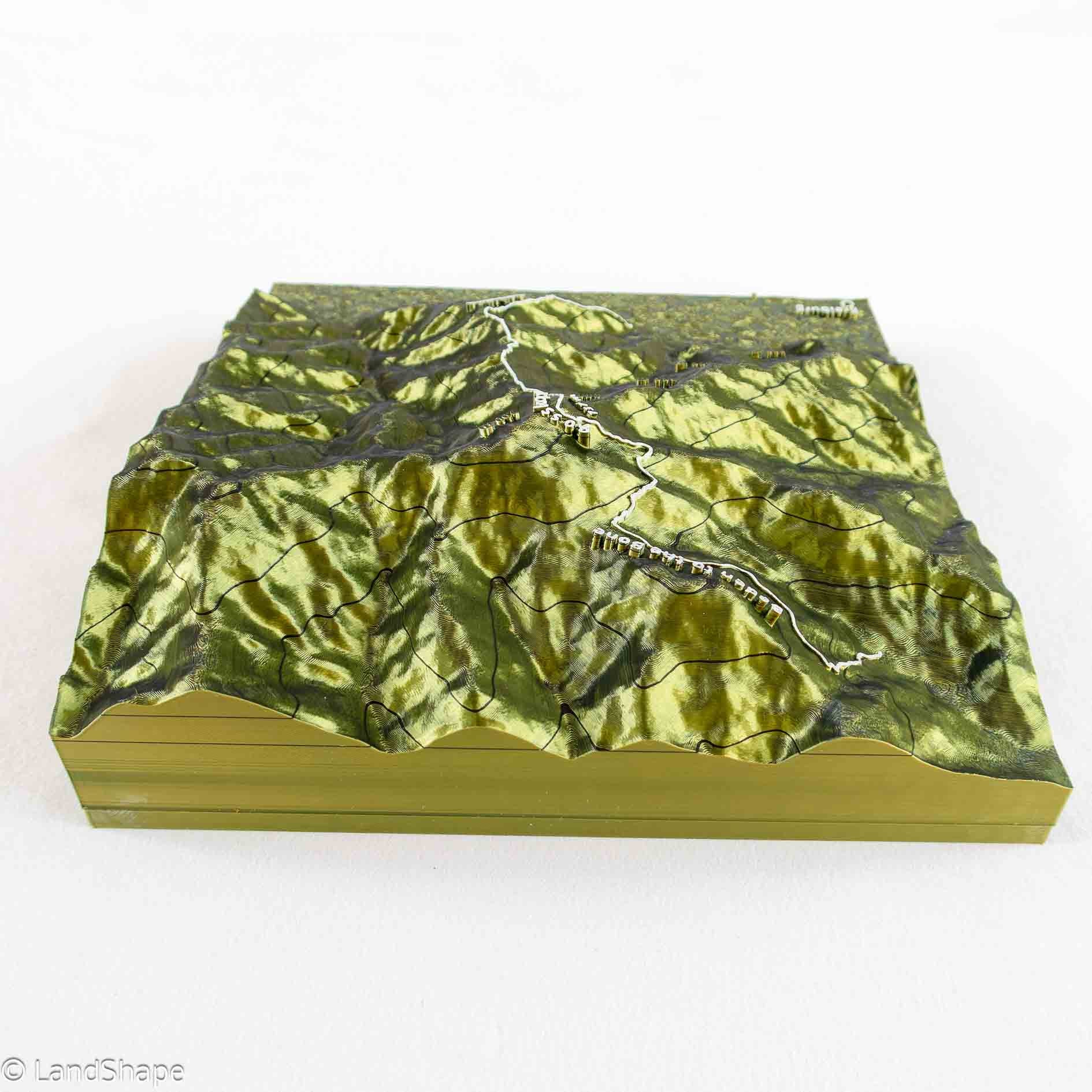 Produktfoto des Borderline-Trail Geländereliefs in Moss Metallic von hinten