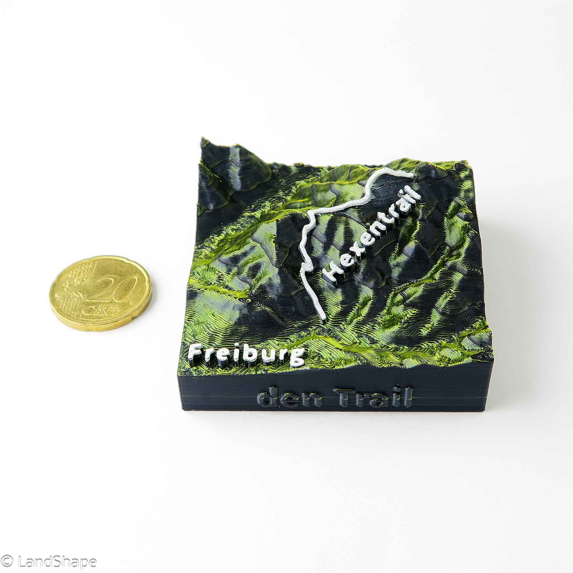 Produktfoto des Hexentrail Dekomagneten in Moss Metallic mit 20 Cent Münze