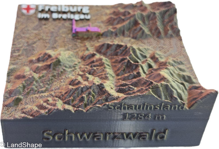 LandShape Freiburg Dekomagnet Copper Metallic – Schrägansicht Schauinsland Dreisamtal Münster-Highlight | LandShape