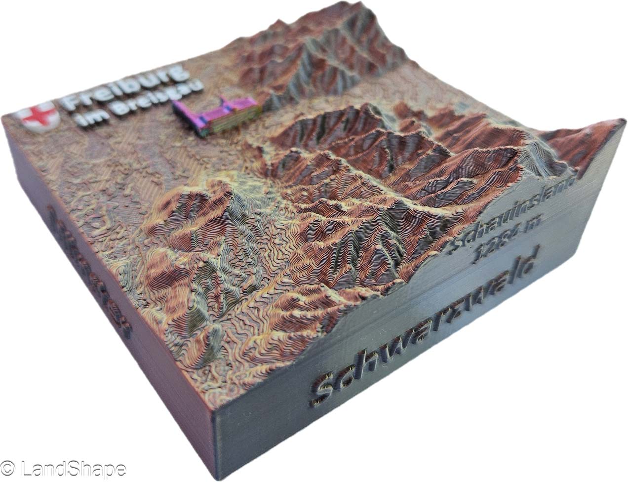 LandShape Freiburg Dekomagnet Copper Metallic – Schrägansicht Schwarzwald Dreisamtal Münster-Highlight | LandShape