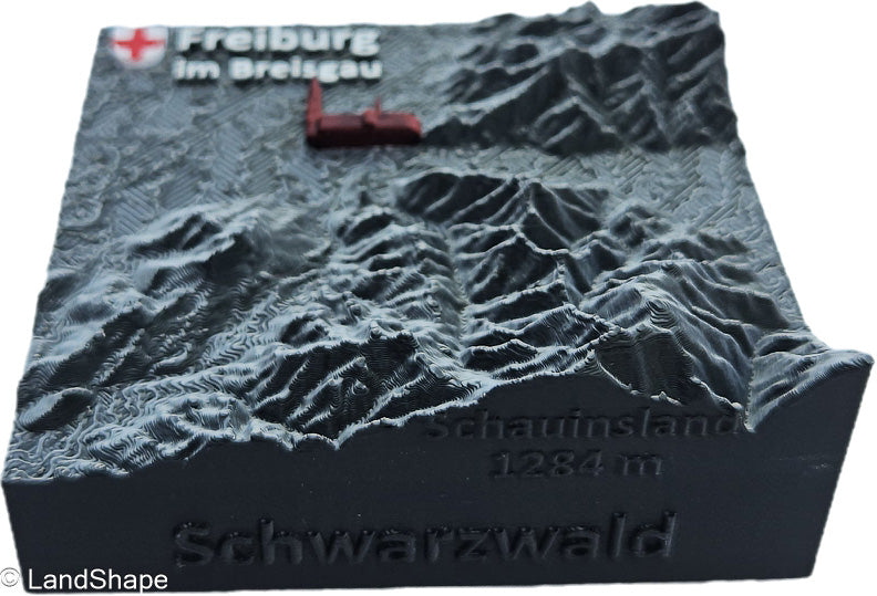 LandShape Freiburg Dekomagnet Granite Grey– Schrägansicht Schauinsland Dreisamtal Münster-Highlight | LandShape