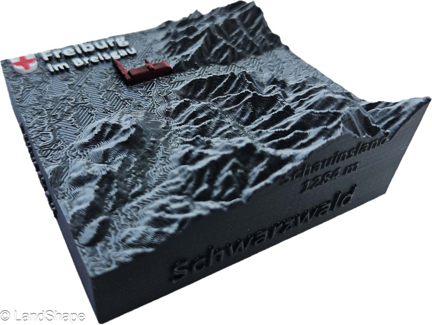 LandShape Freiburg Dekomagnet Granite Grey – Schrägansicht Schwarzwald Dreisamtal Münster-Highlight | LandShape