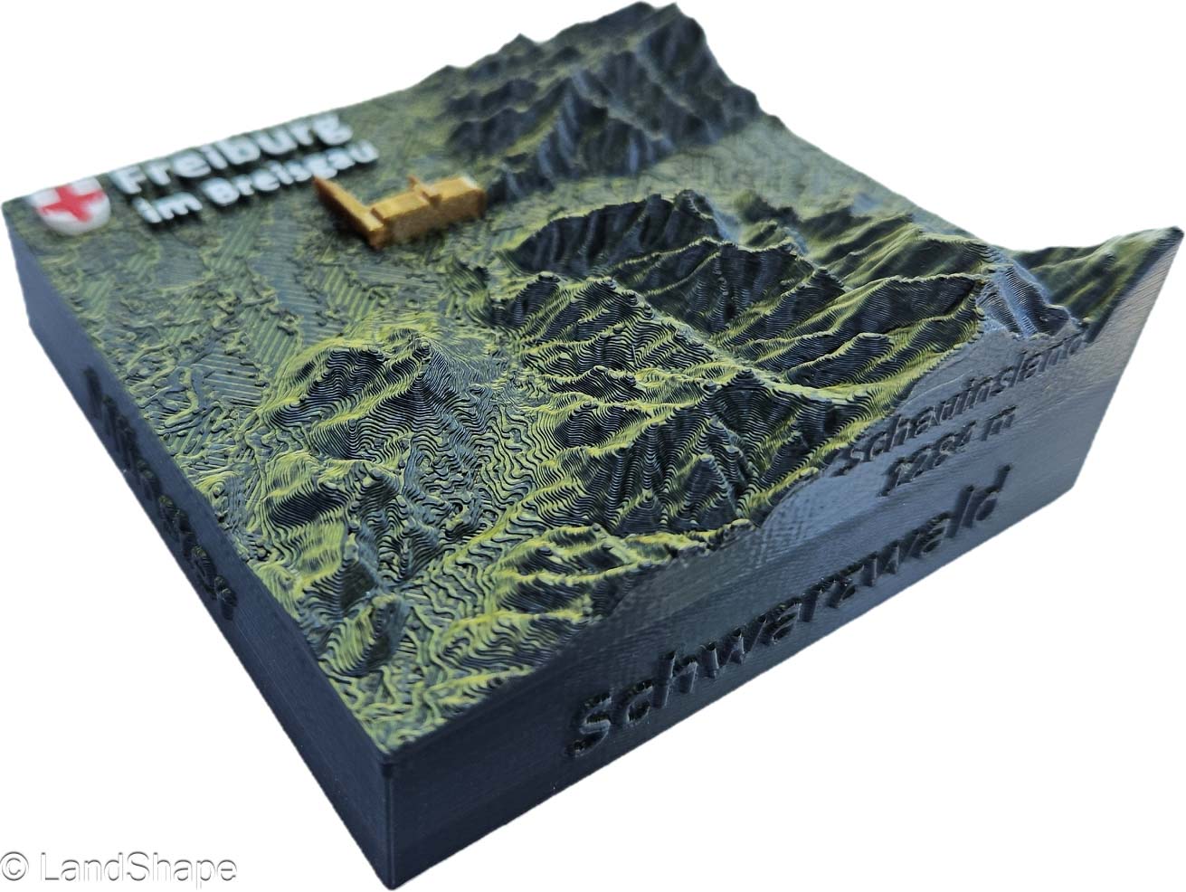 LandShape Freiburg Dekomagnet Moss Metallic – Schrägansicht Schwarzwald Dreisamtal Münster-Highlight | LandShape