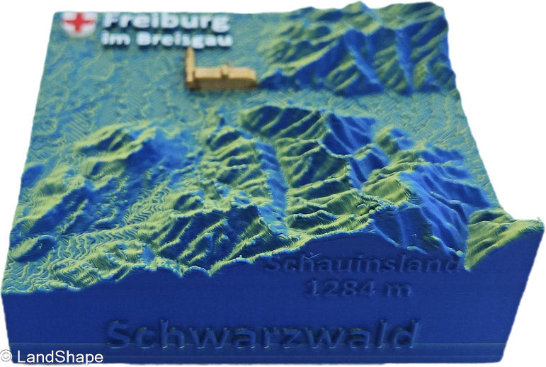 LandShape Freiburg Dekomagnet Velvet Green – Schrägansicht Schwarzwald Dreisamtal Münster-Highlight | LandShape